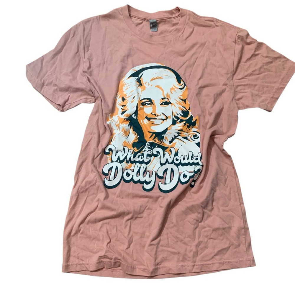 NWT What Would Dolly Do? Mauve Tee SMALL - Picture 3 of 7